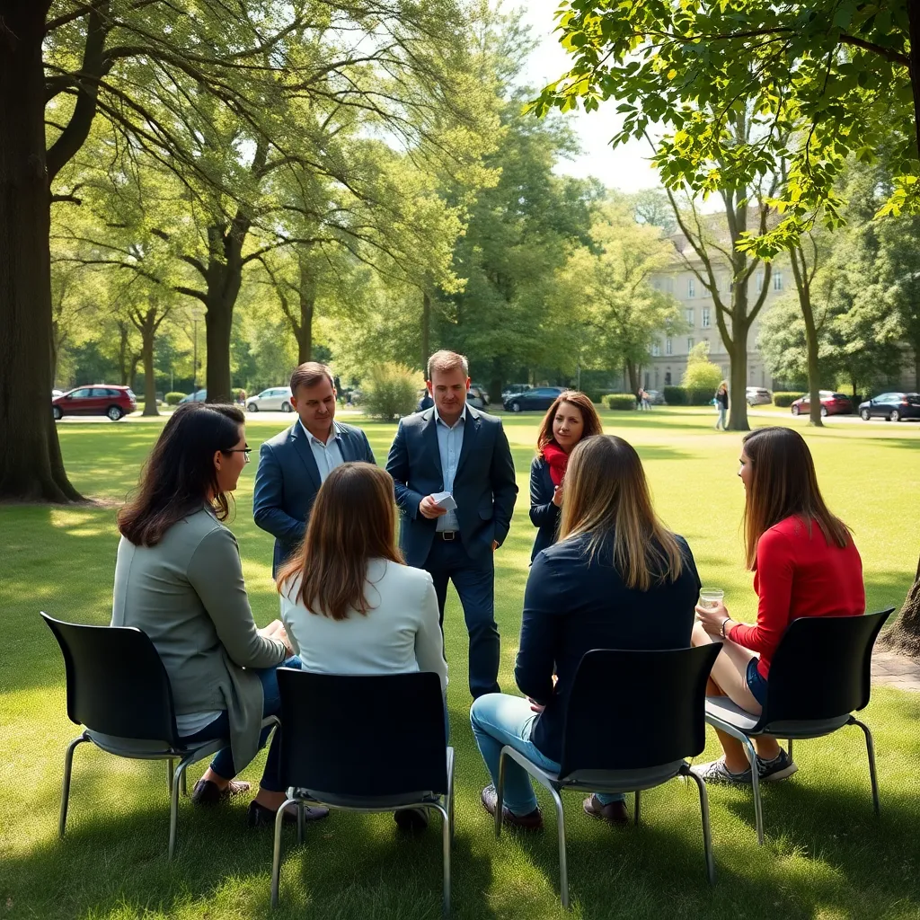 Informele teambuilding activiteit in een Nederlands park